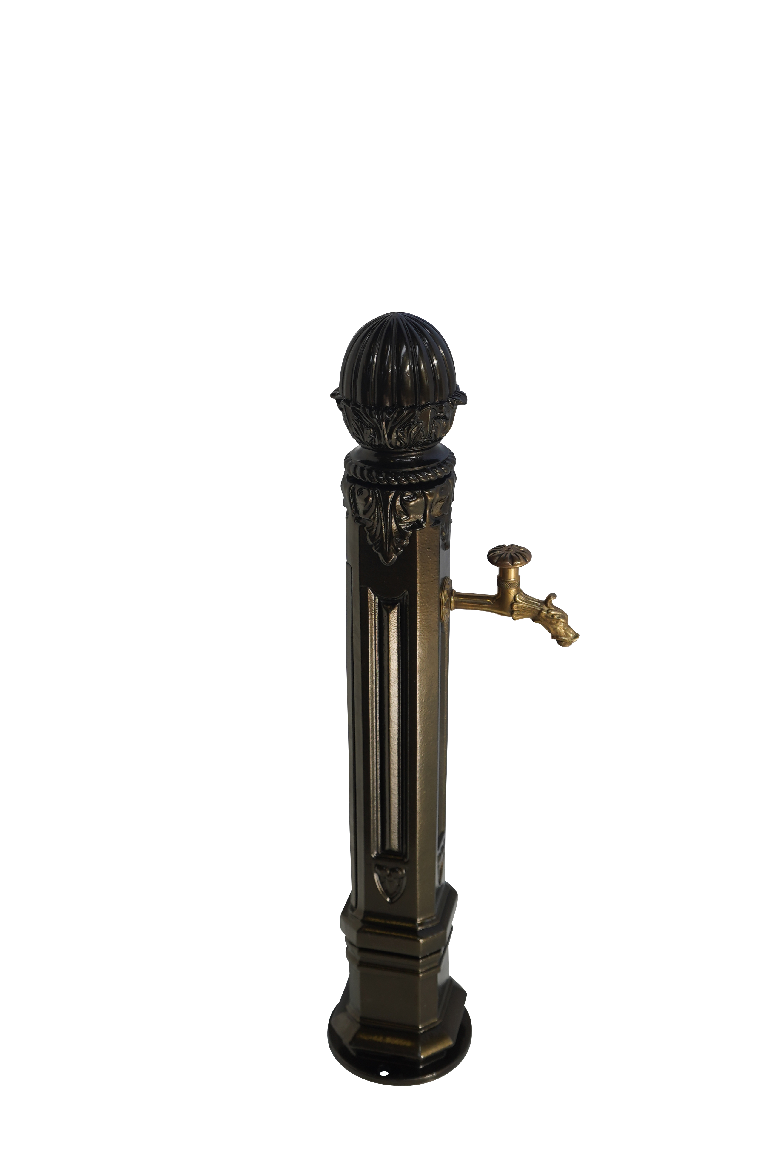 Fontaine borne griffon sans vasque vieux bronze avec robinet colvert Dommartin H. 102 cm X L. 17,5 cm - Imagen 3
