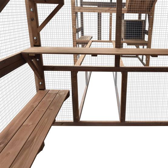 Parc à chats ludique en bois avec plateformes, niches et passerelles – Cemonjardin - Image 6