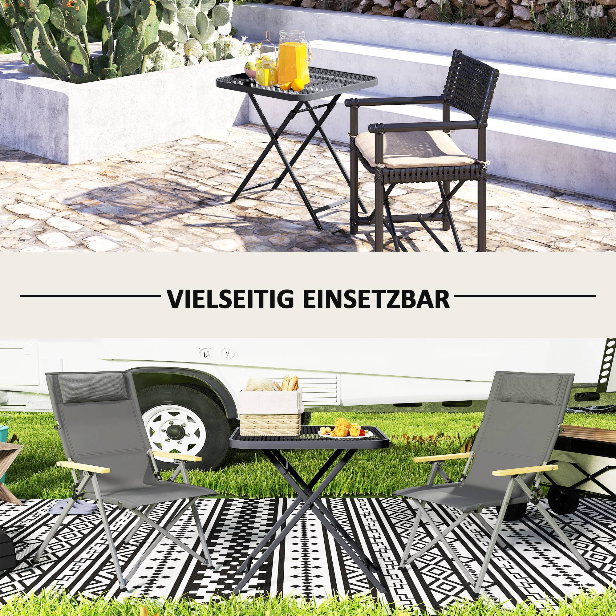 Table de jardin pliante 70 x 70 cm, table de balcon résistante aux intempéries, table pliante carrée avec découpes, noire - Image 8
