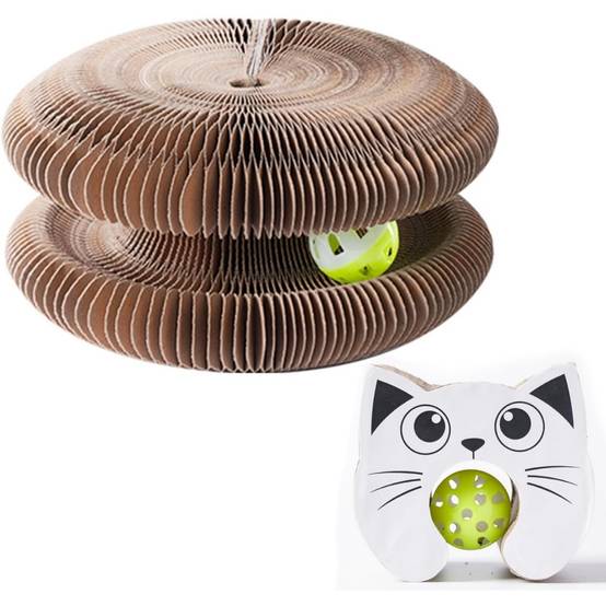 Jouet Griffoir pour Chat - Accordéon Pliable + Balle Interactive - Carton Recyclé Ultra-Résistant - Living123 - Image 1
