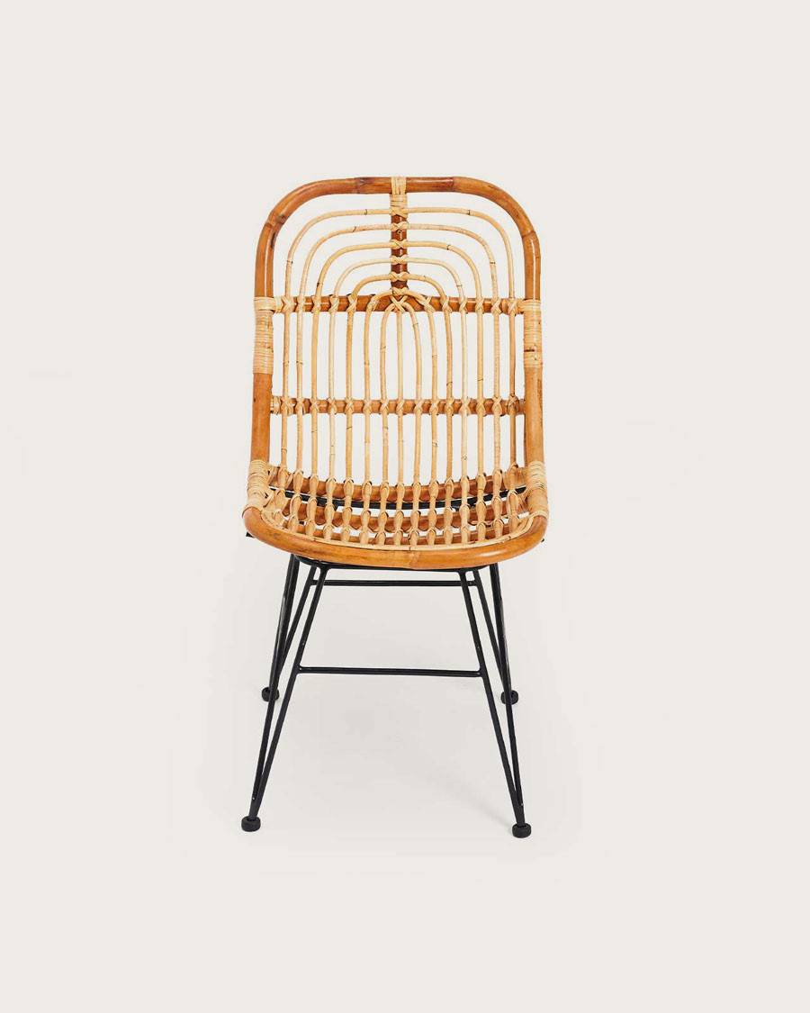 Villa- Lot de 4 chaises en rotin naturel et pied métal - UNIQKA - Imagen 5
