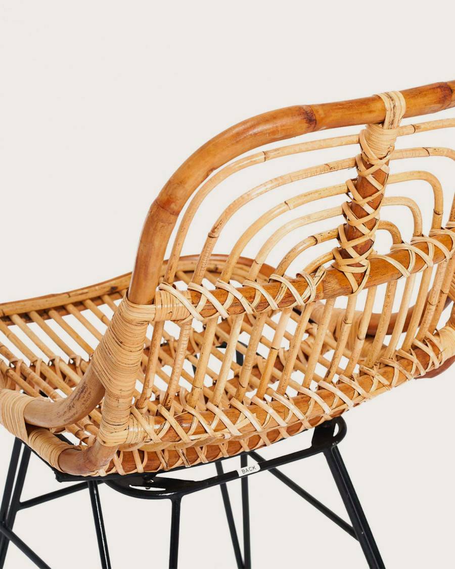 Villa- Lot de 4 chaises en rotin naturel et pied métal - UNIQKA - Imagen 4