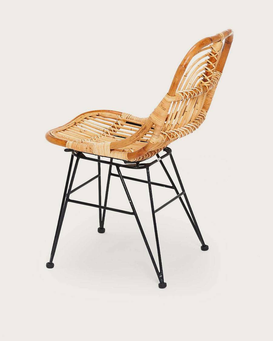 Villa- Lot de 4 chaises en rotin naturel et pied métal - UNIQKA - Imagen 3