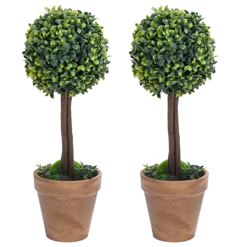 Vidaxl - Plantes de buis artificiel 2 pcs avec pots Boule Vert 41 cm - Image 1