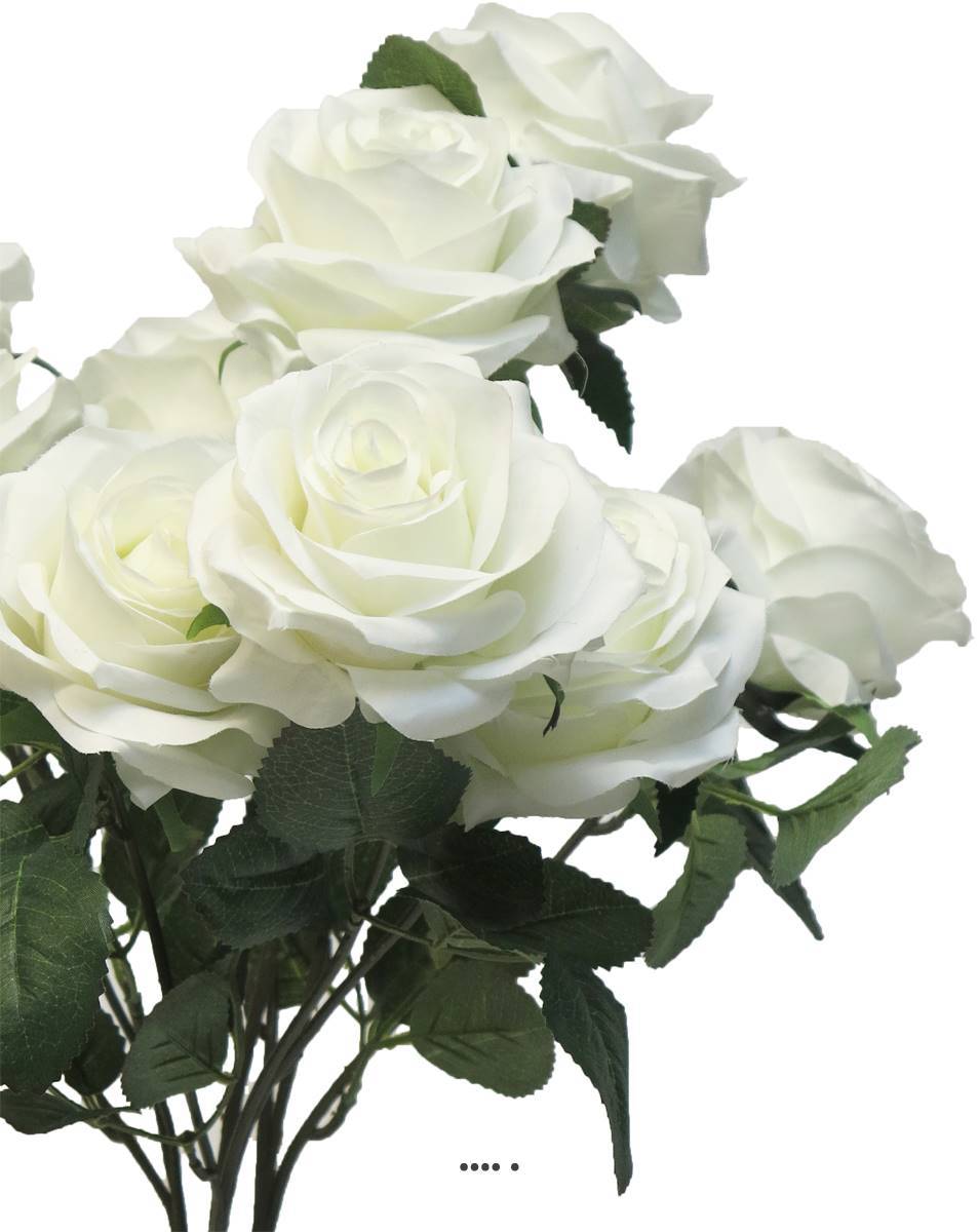 Artificielles - Bouquet de rose Paris artificielle, 10 têtes, H42cm Blanc neige - BEST - couleur: Blanc neige - Imagen 3