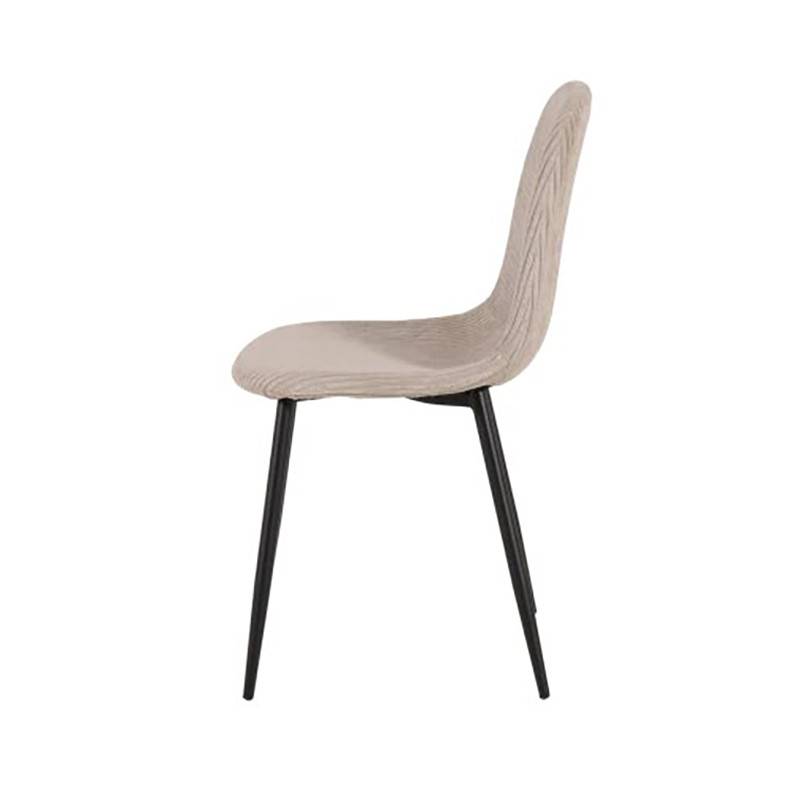 Chaise velours côtelé beige pieds métal noir - Image 3