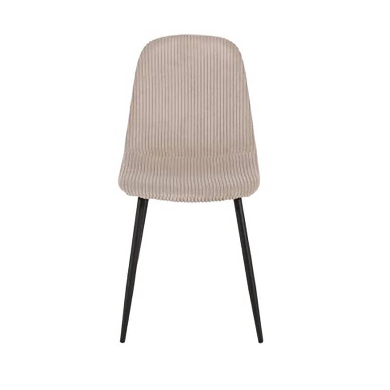 Chaise velours côtelé beige pieds métal noir - Image 4
