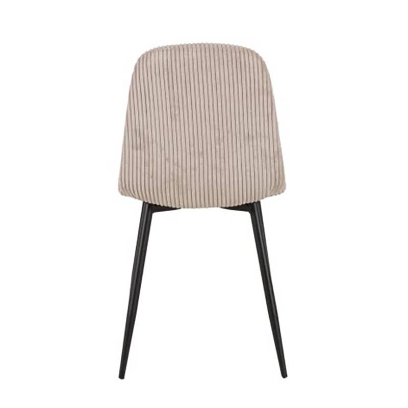 Chaise velours côtelé beige pieds métal noir - Image 2