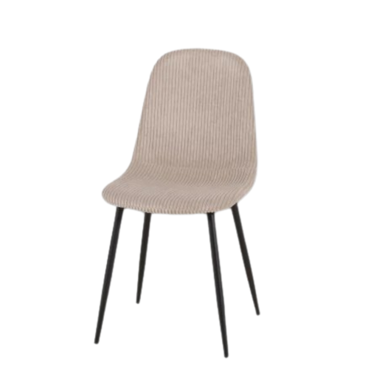 Chaise velours côtelé beige pieds métal noir - Image 1