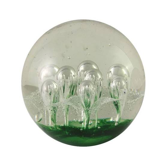 Presse papier sulfure "Gouttes" en verre vert Ø.8 cm Chemin de campagne - Imagen 1