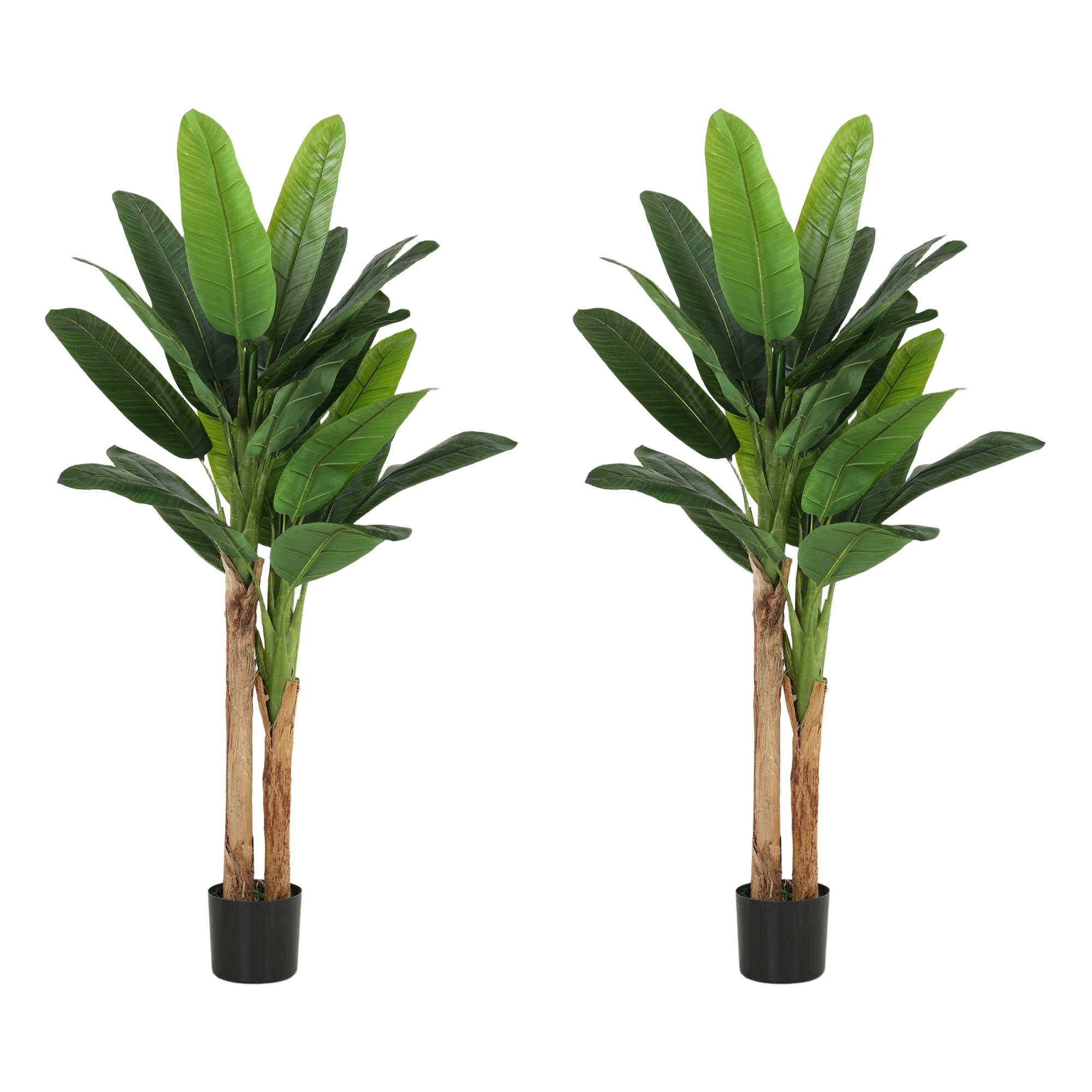 Lot de 2 plantes artificielles intérieurs 150 cm bananiers en pot décoration pour maison, bureau, salon, chambre - Image 1