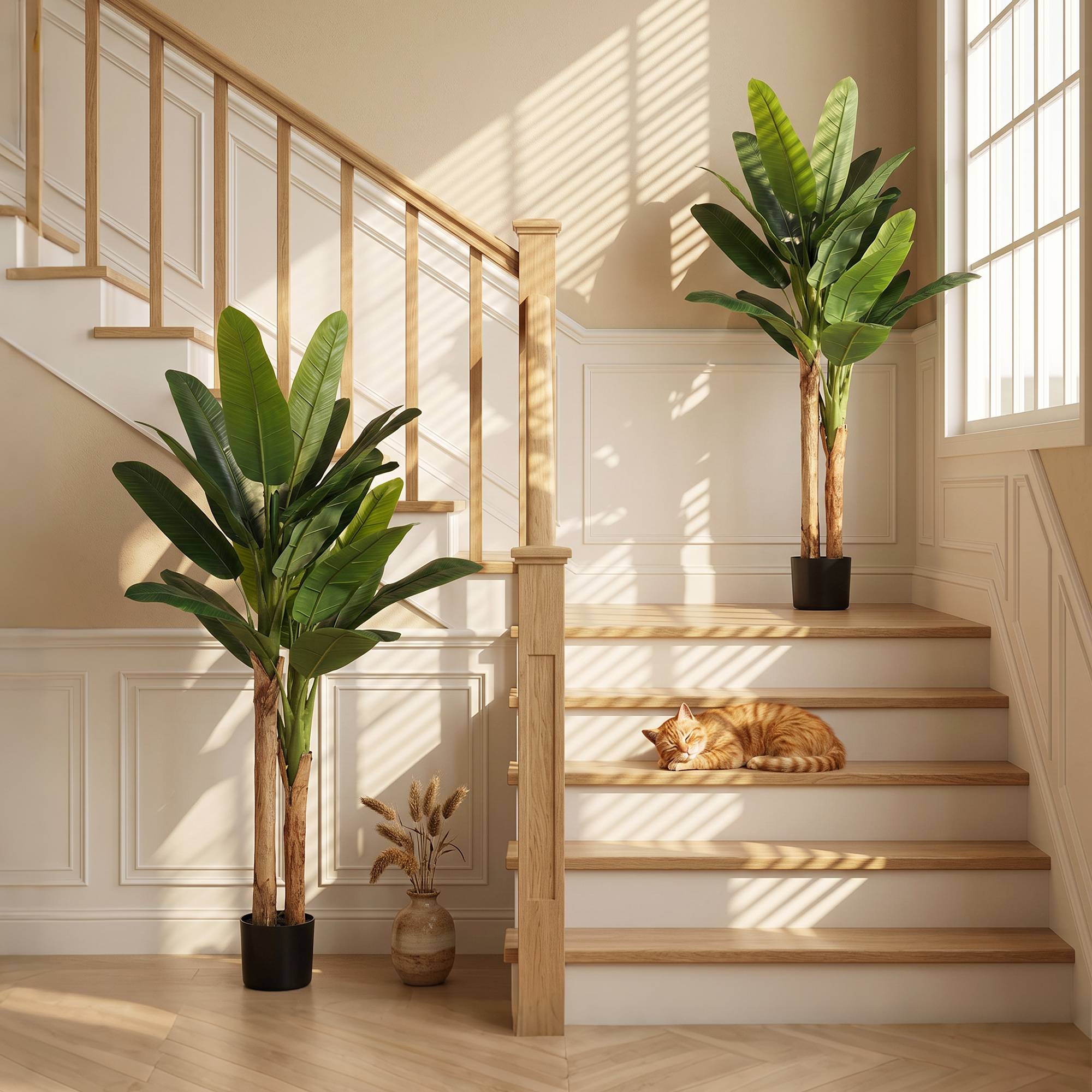 Lot de 2 plantes artificielles intérieurs 150 cm bananiers en pot décoration pour maison, bureau, salon, chambre - Image 9