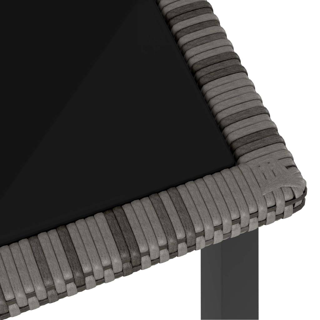 Table de Jardin Carrée 70x70cm en Résine Tressée Grise et Verre Trempé pour 2 Personnes – ComfortXL Outdoor Living - Image 3