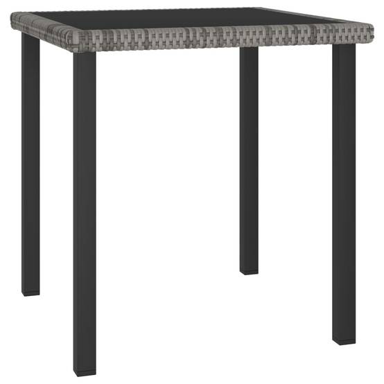 Table de Jardin Carrée 70x70cm en Résine Tressée Grise et Verre Trempé pour 2 Personnes – ComfortXL Outdoor Living - Image 1