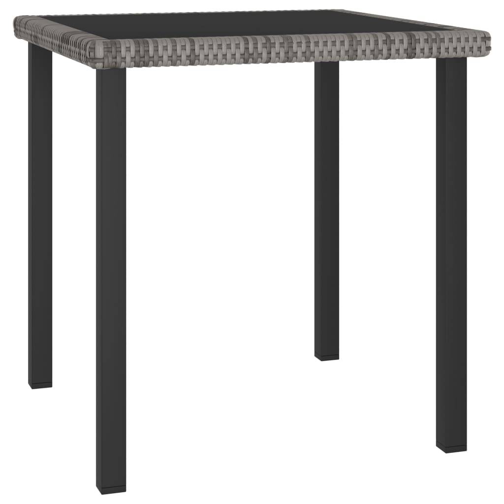 Table de Jardin Carrée 70x70cm en Résine Tressée Grise et Verre Trempé pour 2 Personnes – ComfortXL Outdoor Living - Image 1