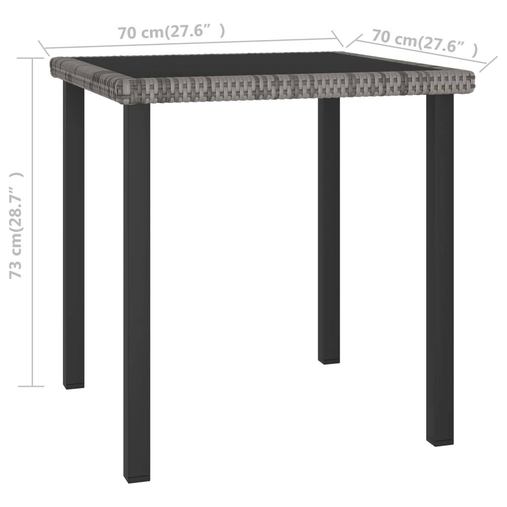 Table de Jardin Carrée 70x70cm en Résine Tressée Grise et Verre Trempé pour 2 Personnes – ComfortXL Outdoor Living - Image 4