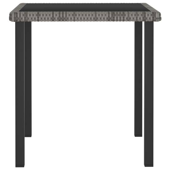 Table de Jardin Carrée 70x70cm en Résine Tressée Grise et Verre Trempé pour 2 Personnes – ComfortXL Outdoor Living - Image 2