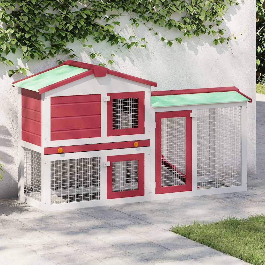Vidaxl - Clapier large d'extérieur Rouge et blanc 145x45x84 cm Bois vidaXL 170842 - Imagen 1