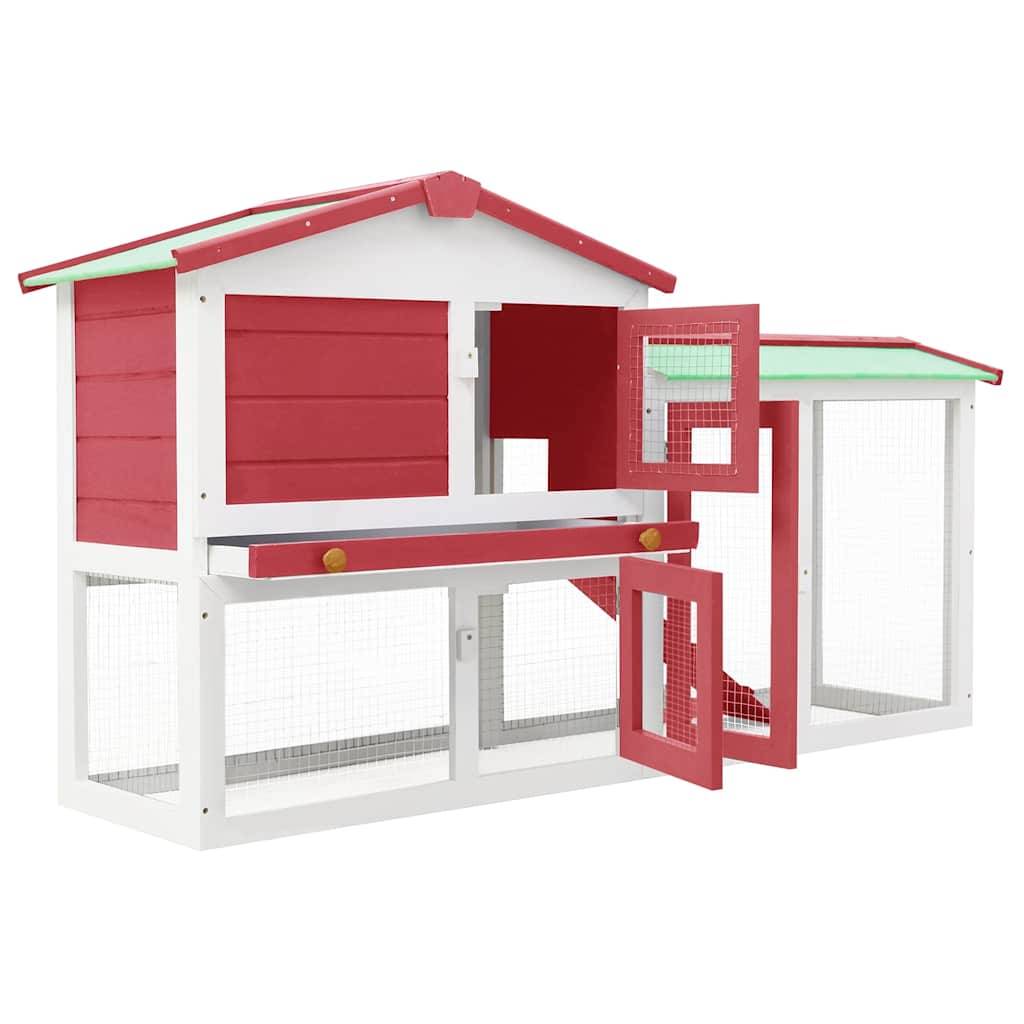 Vidaxl - Clapier large d'extérieur Rouge et blanc 145x45x84 cm Bois vidaXL 170842 - Imagen 6