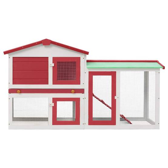 Vidaxl - Clapier large d'extérieur Rouge et blanc 145x45x84 cm Bois vidaXL 170842 - Imagen 7