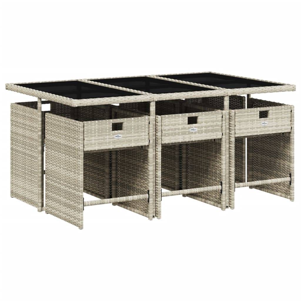 ComfortXL - Salon de jardin encastrable 6 personnes Résine tressée Rangement facile balcon Gris clair – ComfortXL Outdoor Living - Image 3
