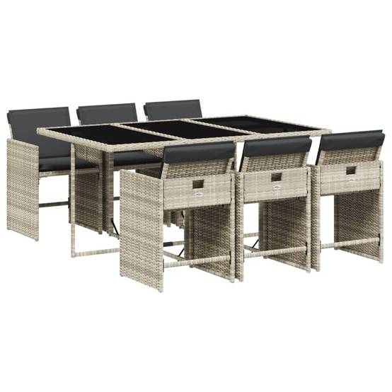 ComfortXL - Salon de jardin encastrable 6 personnes Résine tressée Rangement facile balcon Gris clair – ComfortXL Outdoor Living - Image 2