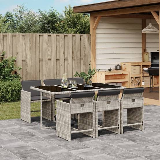 ComfortXL - Salon de jardin encastrable 6 personnes Résine tressée Rangement facile balcon Gris clair – ComfortXL Outdoor Living - Image 1