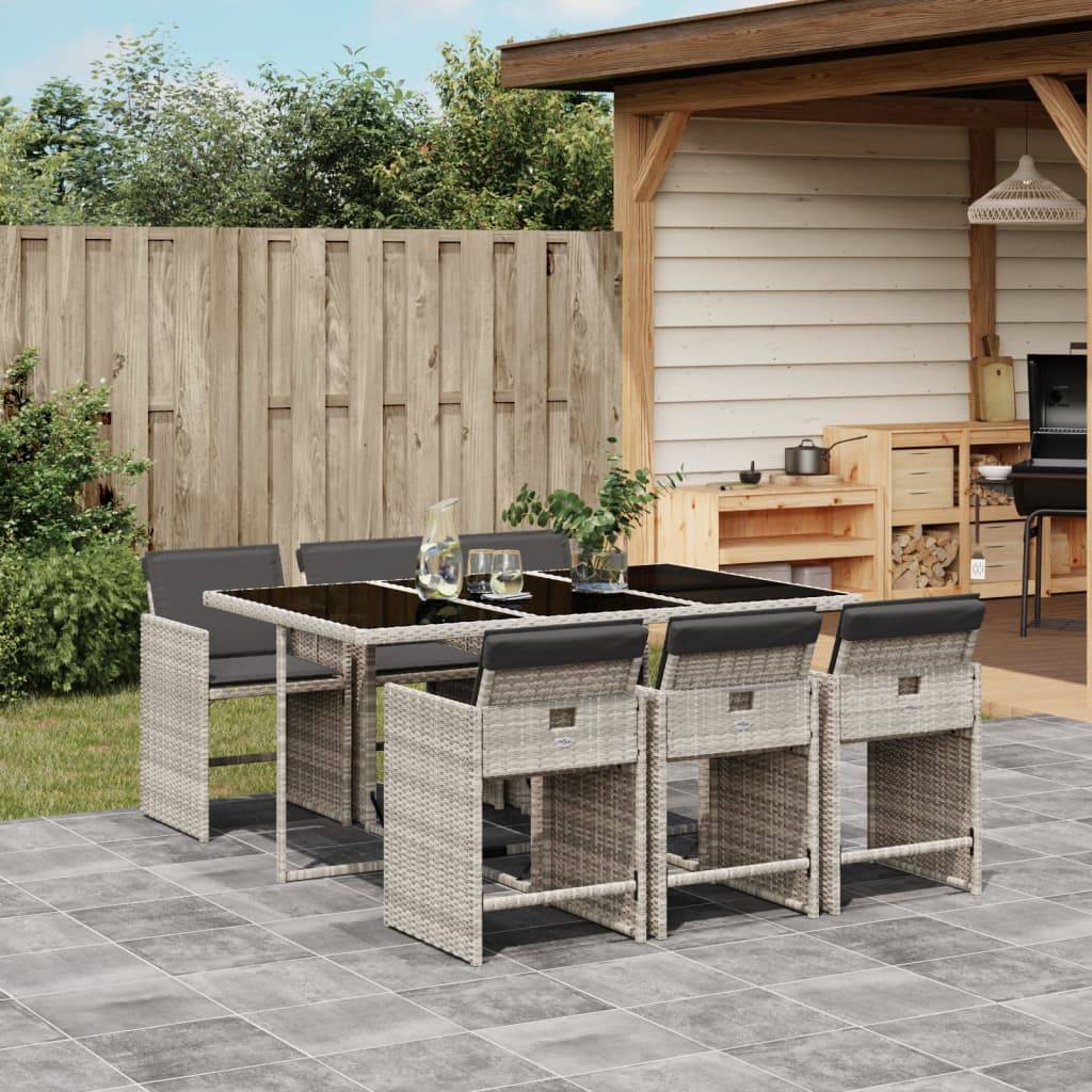 ComfortXL - Salon de jardin encastrable 6 personnes Résine tressée Rangement facile balcon Gris clair – ComfortXL Outdoor Living - Image 1