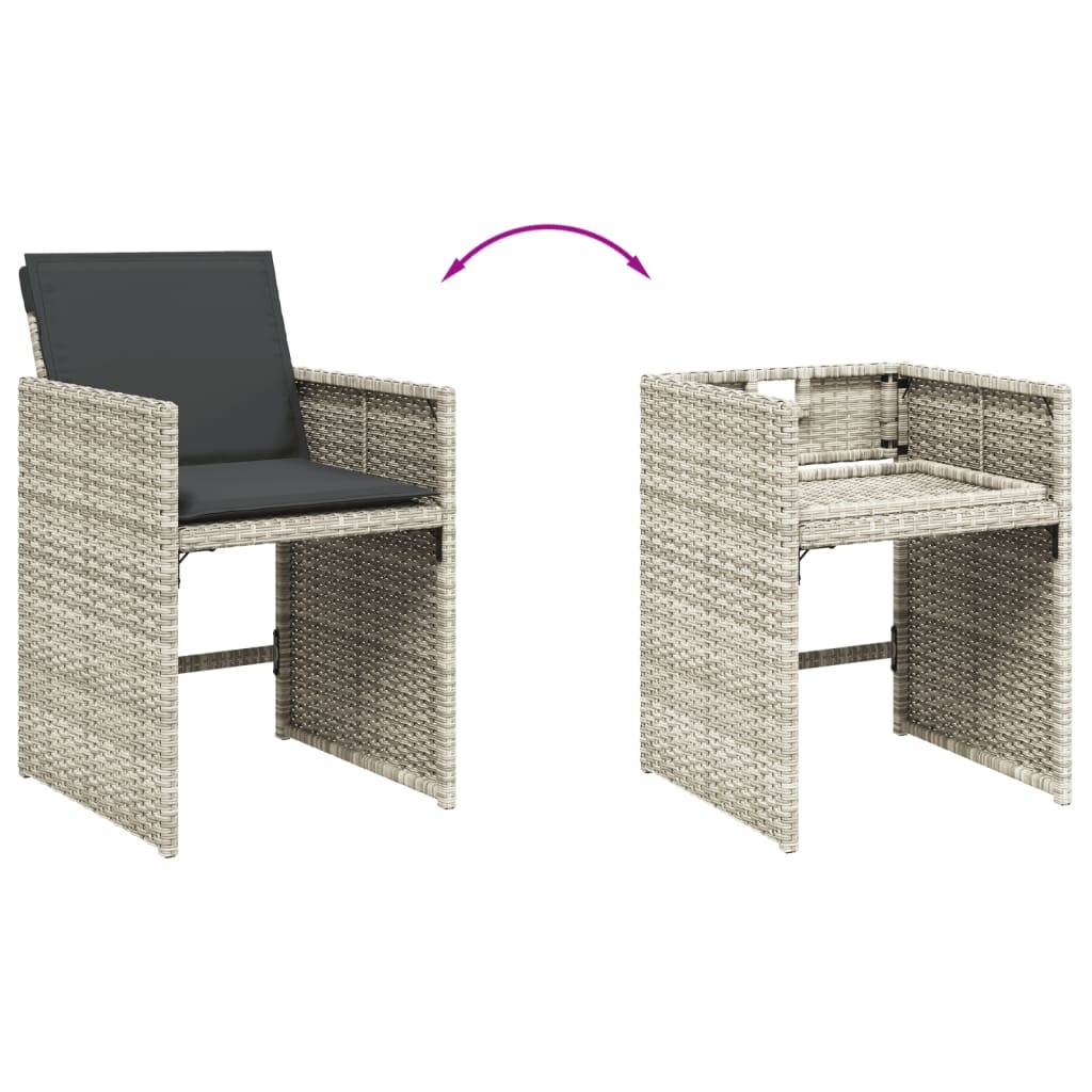 ComfortXL - Salon de jardin encastrable 6 personnes Résine tressée Rangement facile balcon Gris clair – ComfortXL Outdoor Living - Image 6