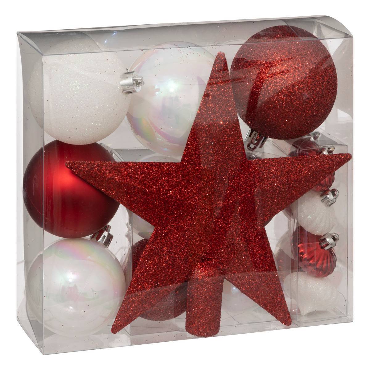 Atmosphera - Kit de sapin "Colorama de Noël" 18 pièces rouge/blanc - Atmosphera Créateur d'intérieur - Imagen 1