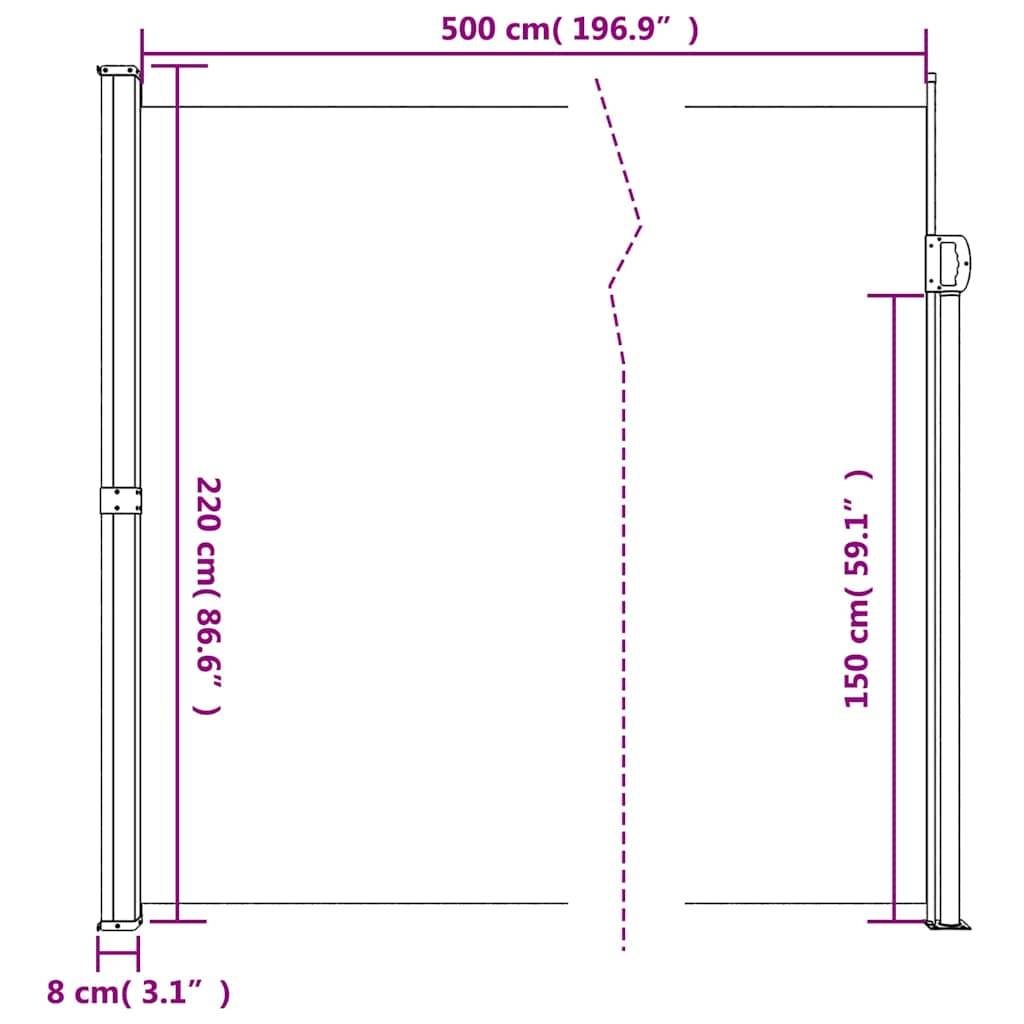 Auvent latéral rétractable polyester crème 500 x 220 cm - PANGIVO - Image 10
