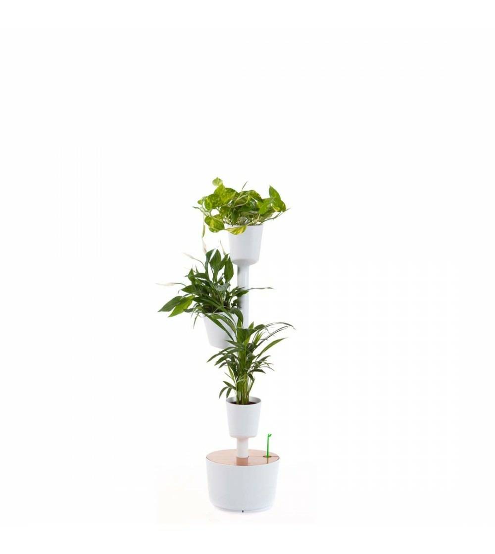 Jardinière verticale CitySens blanche avec 3 pots et arrosage manuel - Image 1