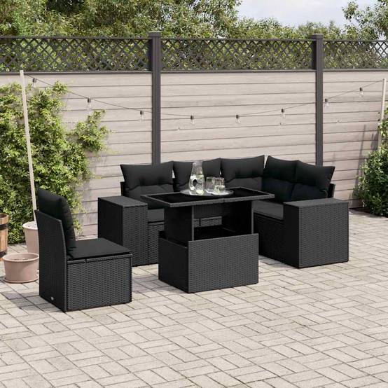 ComfortXL - Salon de jardin modulable 6 places résine tressée table haute/basse noir – ComfortXL Outdoor Living - Image 1