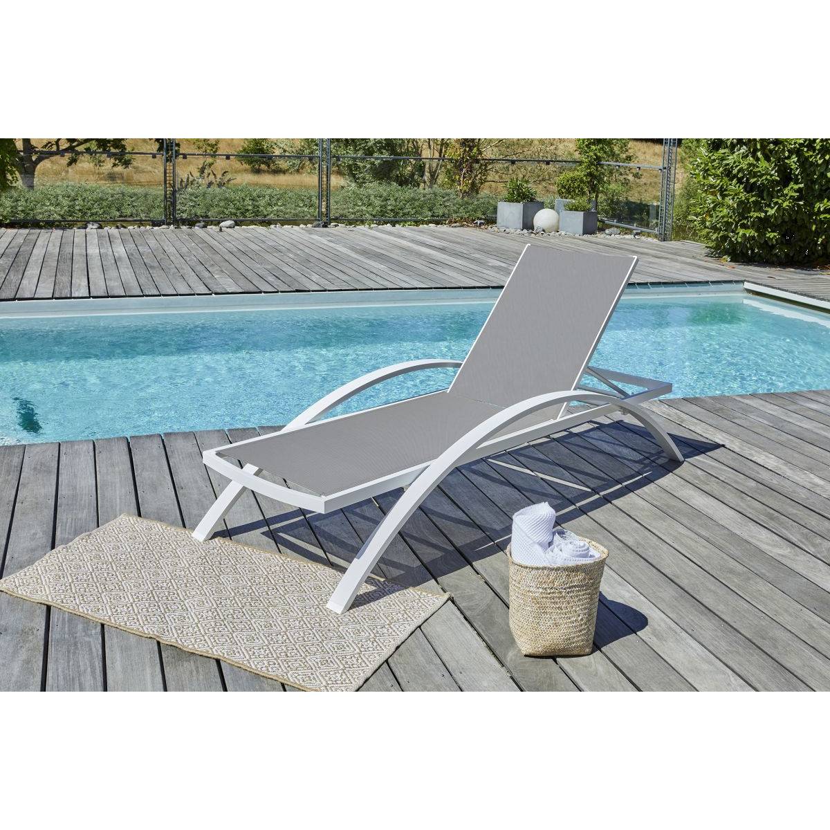 Dcb Garden - Bains de soleil en aluminium Barcelona (Lot de 2) Blanc - Image 5