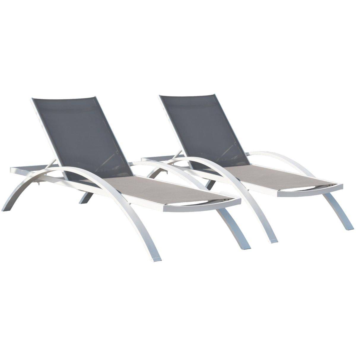 Dcb Garden - Bains de soleil en aluminium Barcelona (Lot de 2) Blanc - Image 1