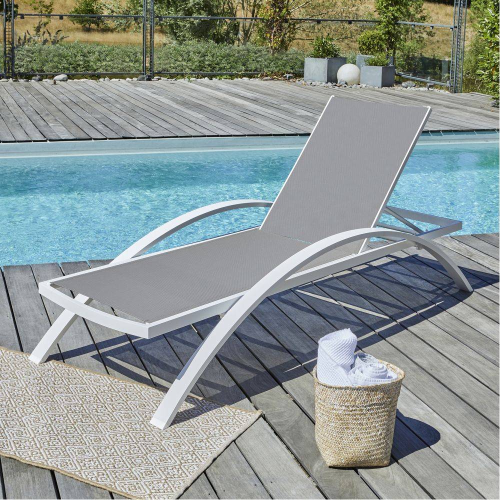 Dcb Garden - Bains de soleil en aluminium Barcelona (Lot de 2) Blanc - Image 2