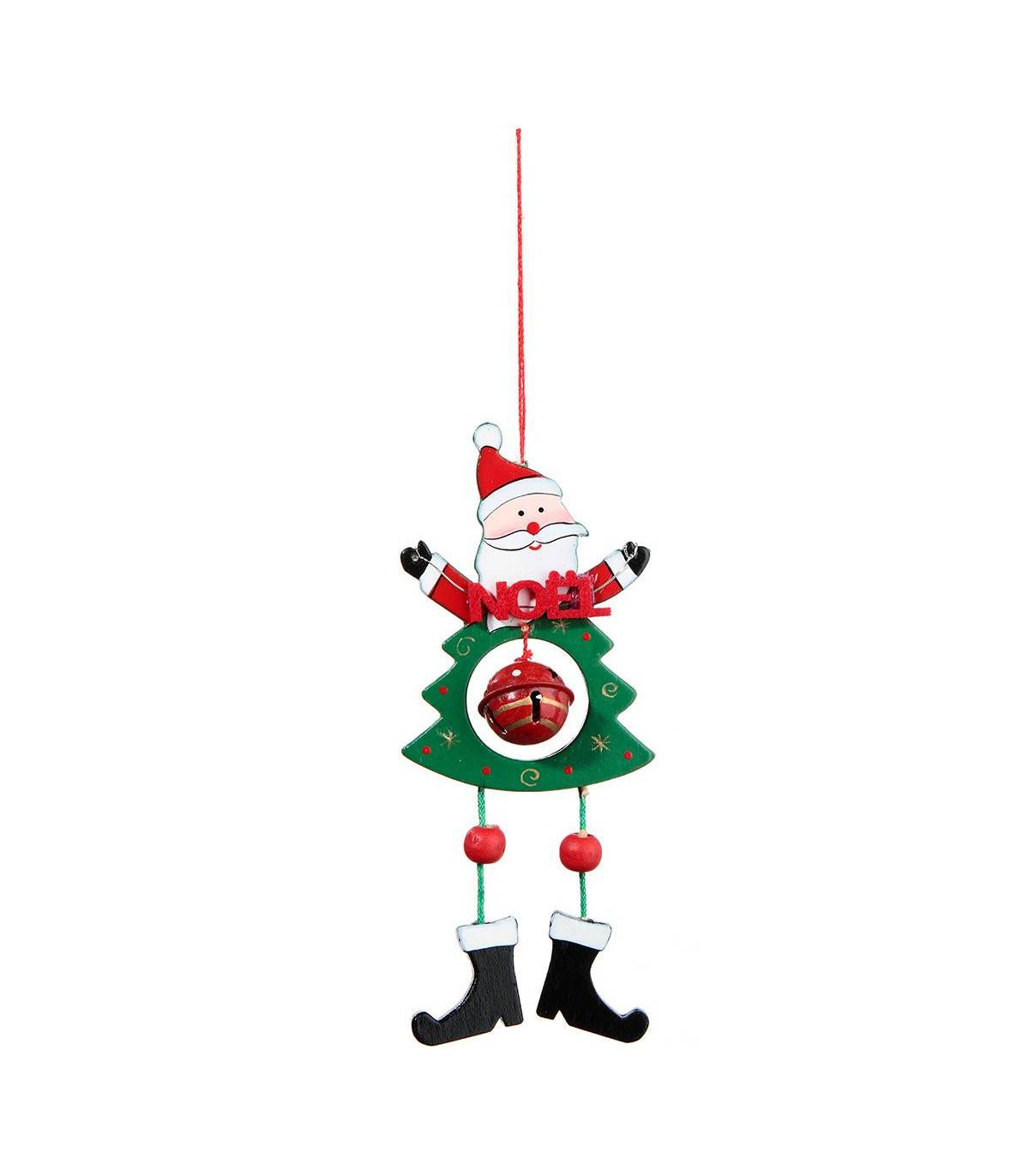 Fééric Lights & Christmas - Sujet de Noël à suspendre Personnage en bois avec grelot