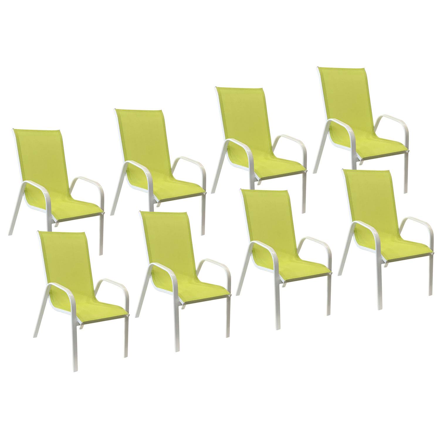 Lot de 8 chaises MARBELLA en textilène vert - aluminium blanc - HAPPY GARDEN - Imagen 1