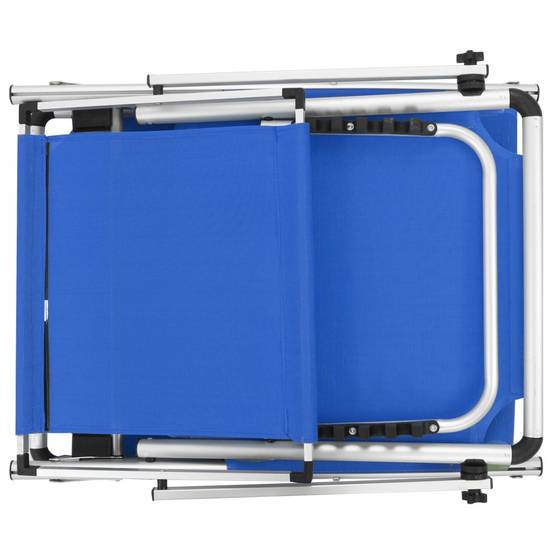 Chaise longue pliante aluminium plage avec pare-soleil réglable bleu - ComfortXL Outdoor Living - Image 5