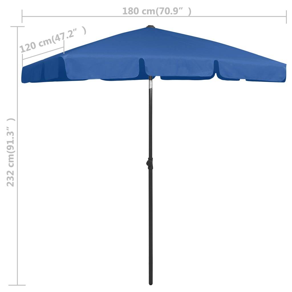 Helloshop26 - Parasol de plage 180 x 120 cm bleu azuré - Imagen 7