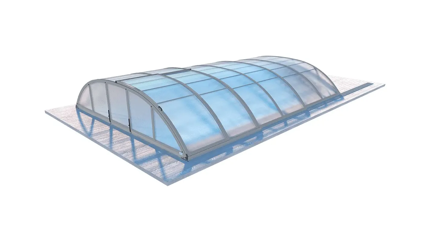 Altanka - Abri de piscine Horizon - 6,47x3,50 m - polycarbonate alvéolaire 8 mm - Couleur Ral7037 Gris - ECO207 - Imagen 1