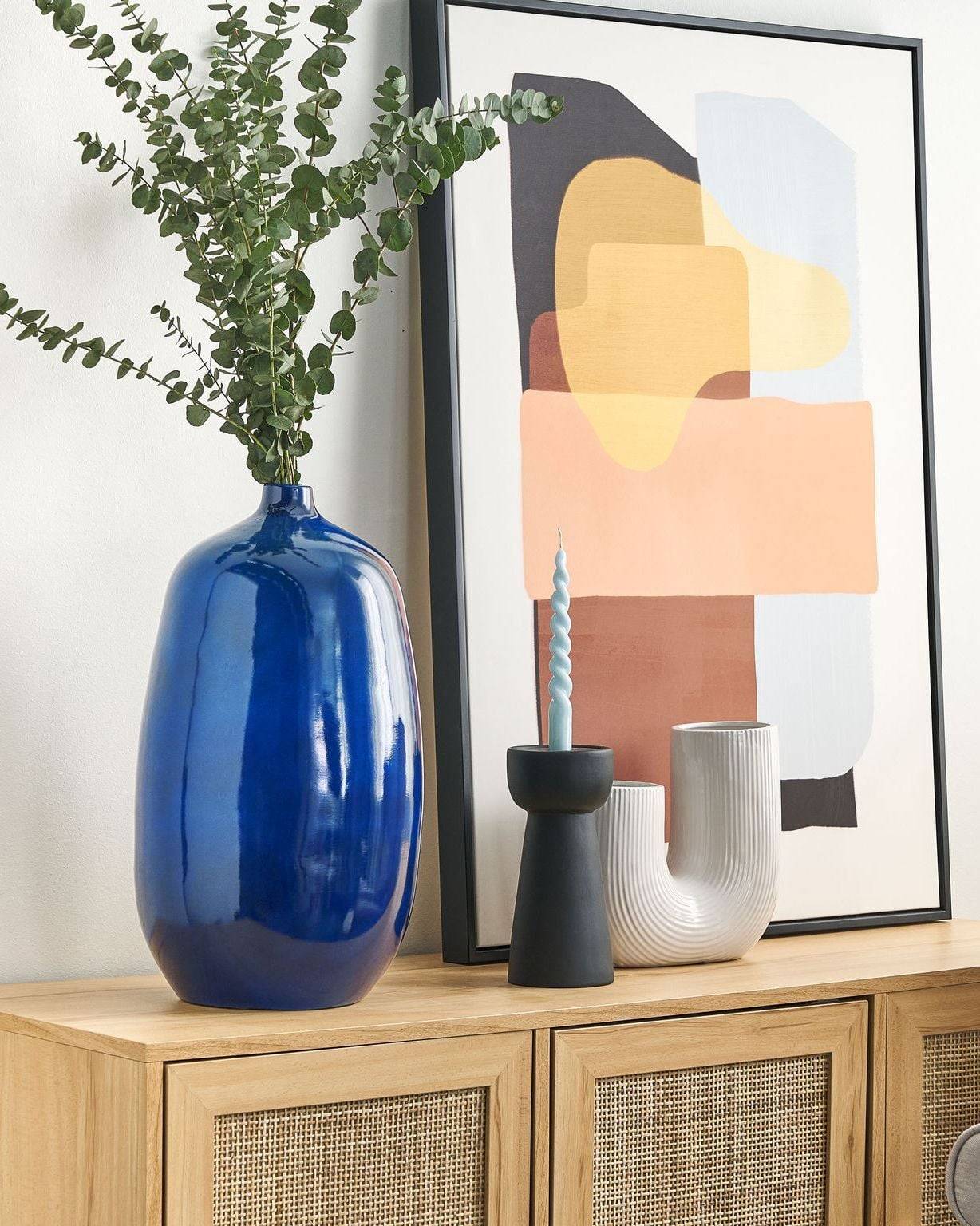 Beliani - Vase à fleurs Terre cuite Bleu foncé VITORIA - 27x27x45- Beliani - Image 1