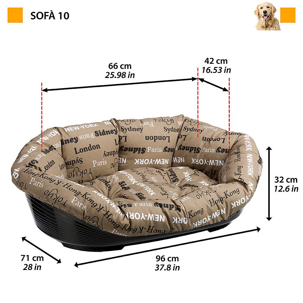 Ferplast - Ferplast Panier Chien avec Coussin SOFA' 10 en Coton Lavable, Lit pour Chien en Plastique Rembourré, Corbeille en Plastique et Coussin pour Chien, - Imagen 2