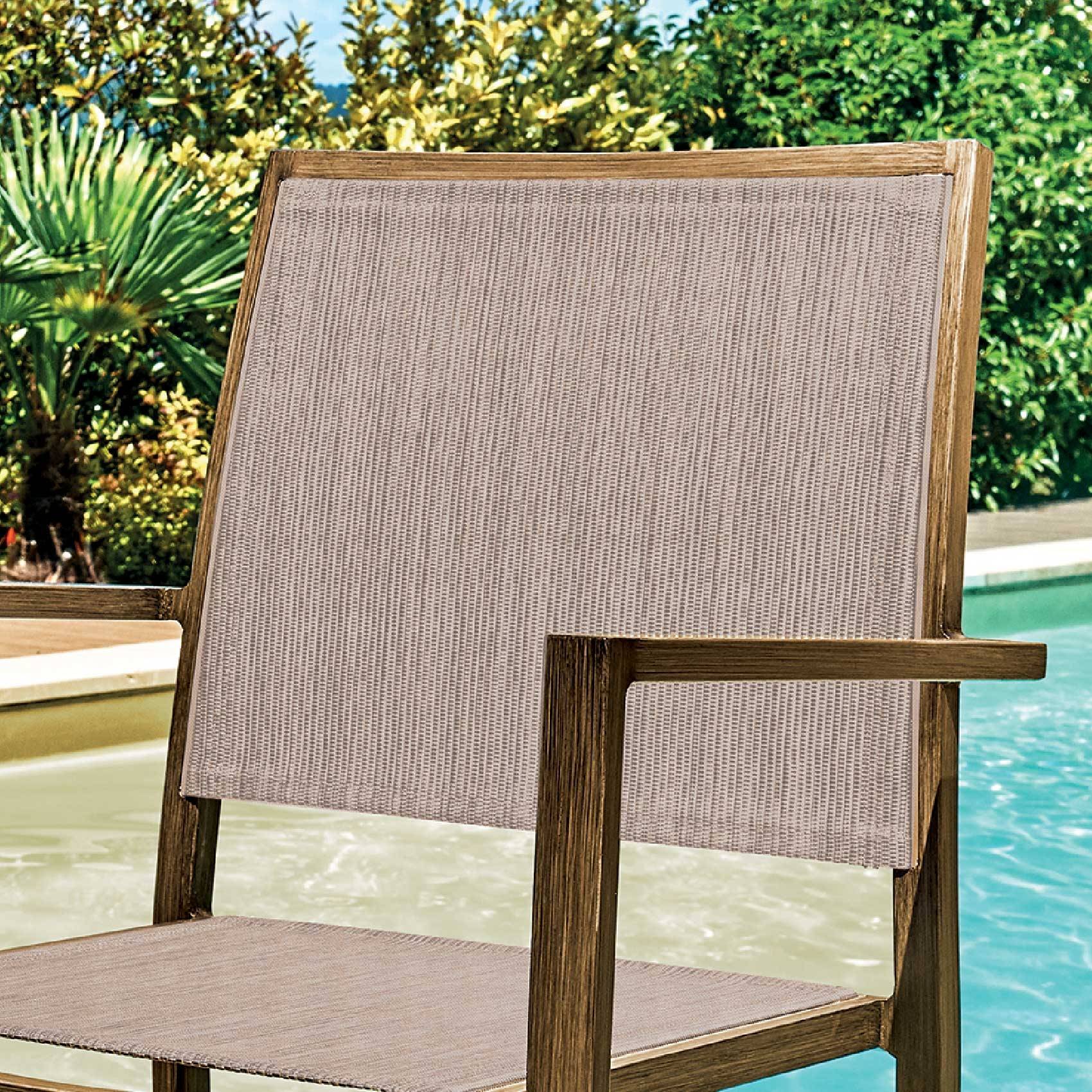 Fauteuil empilable en finition teck recyclé - JARDILINE - Imagen 2