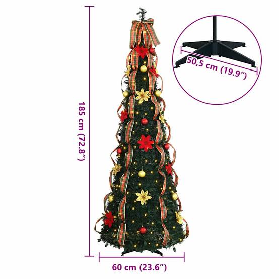 ComfortXL - Sapin de Noël Artificiel Pliable PVC avec 150 LED pour Fêtes Intérieur Vert 180 cm – ComfortXL Outdoor Living - Image 8