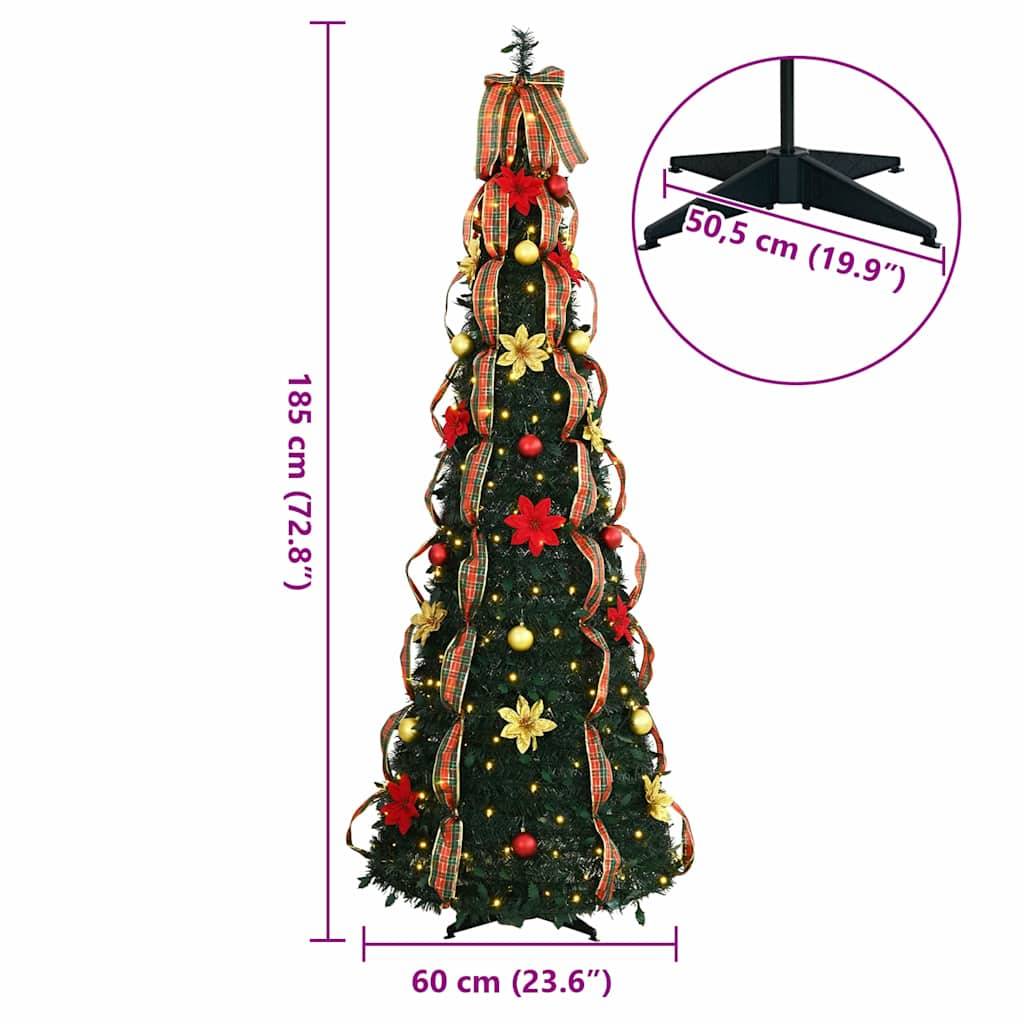 ComfortXL - Sapin de Noël Artificiel Pliable PVC avec 150 LED pour Fêtes Intérieur Vert 180 cm – ComfortXL Outdoor Living - Image 8