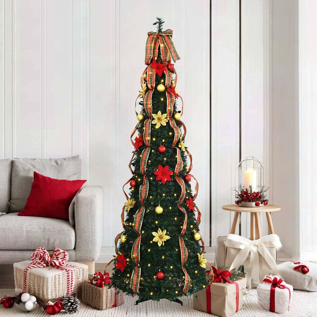ComfortXL - Sapin de Noël Artificiel Pliable PVC avec 150 LED pour Fêtes Intérieur Vert 180 cm – ComfortXL Outdoor Living - Image 1