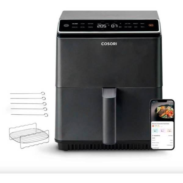 Friteuse Electrique  sans huile COSORI - Dual Blaze Chef Edition - Capacité 6,4L - 12 programmes - 5 brochettes et 1 grille - 1700W - Noir - Image 1