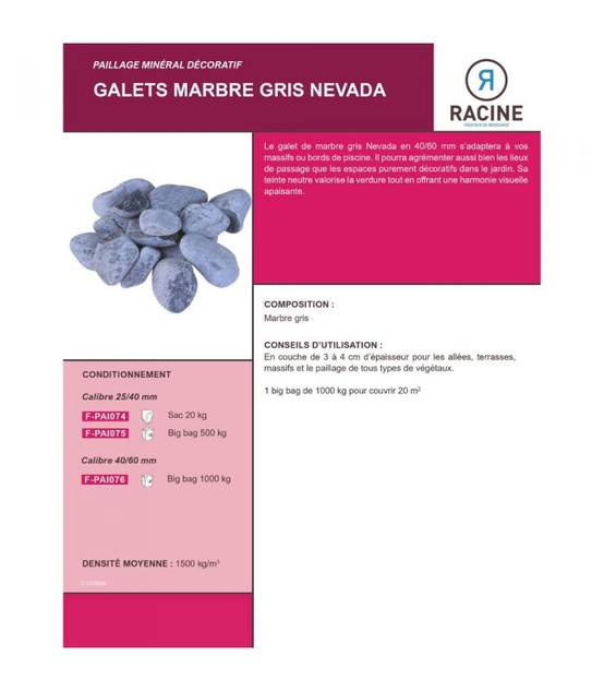 Galet marbre gris Nevada 40-60mm, Big bag 500 kg - F-PAI076 - Image 2