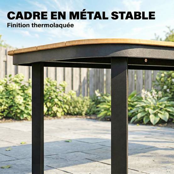 Table de jardin WPC et métal naturel 155 x 88 x 72 cm - PANGIVO - Image 8